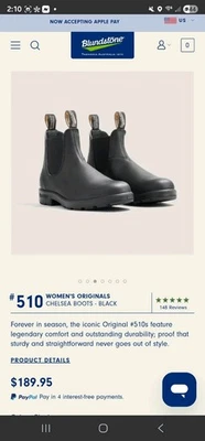 Blundstone Originals 510 Unisex, Negro, Talla 9m, Talla 11 Mujer Foto 1 de 4