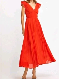 Foxiedox Womens Orange Long Dress With Pleated Bottom. Size XL. Sleeveless - Picture 1 of 9