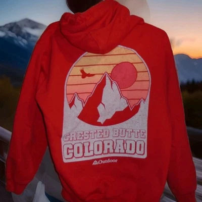 CRESTED BUTTE COLORADO MENS HOODIE SWEATSHIRT ADULT MEDIUM MADE BY OUTDOOR - Image 1 of 4