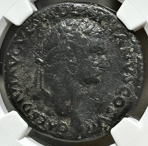 Domitian AD 81-96 AE Sestertius as Caesar Thracian mint Pax NGC F - Picture 1 of 4