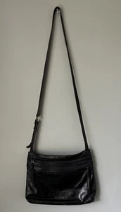 HOBO International Bolso de Hombro de Cuero Bandolera Bolso de Mano Negro Latón 10x13” Usado en Excelente Condición - Imagen 1 de 12