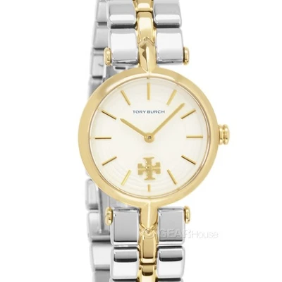 Relógio feminino Tory Burch Kira, mostrador branco creme, pulseira de aço prata dourada em dois tons - Imagem 1 de 4