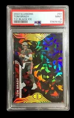 2022 panini illusions #91 tom brady; black 11/50 cracked ice prizm PSA 9 - Image 1 of 3