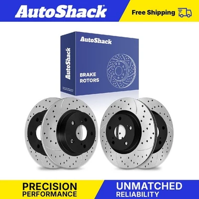 Front Rear Drilled Slotted Brake Rotors for Toyota Corolla iM Pontiac Vibe - Image 1 of 4