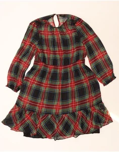 J. CREW Womens Long Sleeve A-Line Dress UK 18 XL Red Check Polyester BG20 - Picture 1 of 3