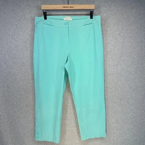 Pantalone donna Talbots Capri taglia 16 curvy verde acqua cotone elasticizzato bottoni - Foto 1 di 9
