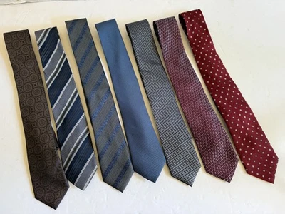 Lote de 7 corbatas de diseñador para hombre Alfani BOSS Ted Baker Oscar Kors Tommy estampado de seda Foto 1 de 4