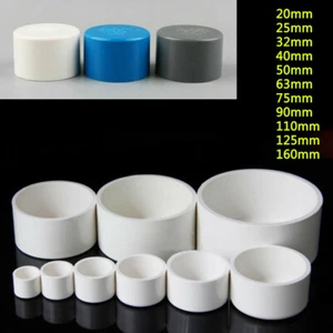 20mm - 200mm PVC Rohr-Fittings Endkappe Endstecker Deckel Stopfen Weiß Grau Blau - Bild 1 von 7