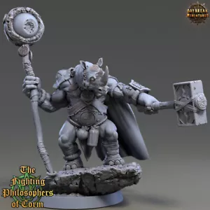 Miniaturas de rinoceronte humanoide de fantasía Rhino Warrior Metrocles, D&D Wargames 32 mm - Imagen 1 de 1