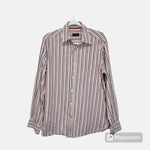 Massimo Dutti Shirt Men's Size Large Button Up Long Sleeve Stripe Multicolor - Picture 1 of 10