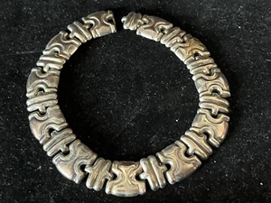 14.5" silver plated segmented wide choker collar necklace - Picture 1 of 6