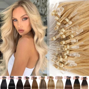 THICK 0,5g Micro Tips Ring Easy Loop Beads Human Remy Hair Extensions Pre Bonded - Picture 1 of 31