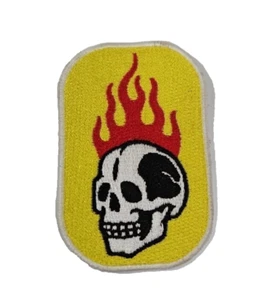 Motorcycle Biker Club - Skull & Flames Embroidered Sew On Patch Multicolored - Picture 1 of 4