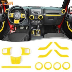 Yellow Interior Decoration Trim Cover Kit For Jeep Wrangler JK 11-17 Accessories - Picture 1 of 9
