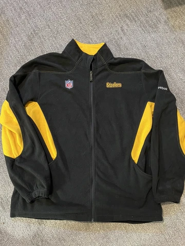 Reebok NFL Pittsburgh Steelers Mens Fleece Jacket Size 2XL Black Extra Large Cover