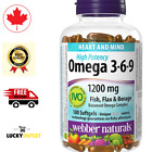 Webber Naturals Omega 3-6-9 1200 mg Fish Oil, 180 No Fishy Aftertaste Softgels