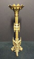 M. Cheret Maison Caberet French Gilt Bronze Antique Gothic Pillar Candle Holder