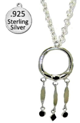 Collar De Ónix Negro Con Péndulo De Plata Esterlina 925 Y Cadena Preciosa USA - Imagen 1 de 4