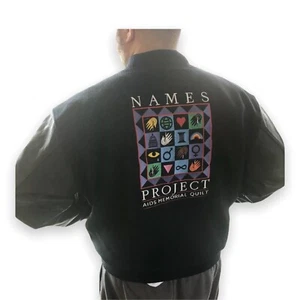 Golden Bear Jacket Men XXL Letterman Names Project AIDS Memorial Quilt LGBTQ - Picture 1 of 12