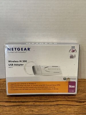 NEW NetGear Wireless-N300 USB WiFi Adapter Model WN111 (300Mbps) B,G,N USB 2.0 - Image 1 of 2