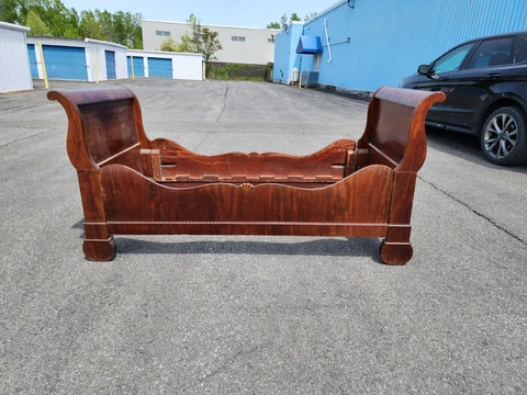 Antique Mahogany sleigh Bed American Empire Likely New York Circa 1820 Cover