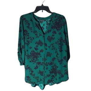 41 Hawthorn Talla Grande 2X Blusa Floral Verde Top Stitch Fix Manga 3/4 (Fm) - Imagen 1 de 5