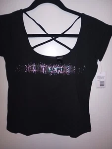 Juniors DKNY Glitter Half Shirt Size M - Picture 1 of 4