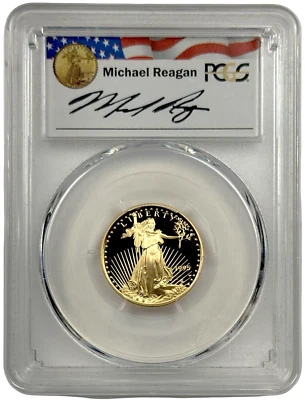1995 W Gold $10 Reagan Signed 1/4 oz Proof American Eagle PCGS PR 70 DCAM - Image 1 of 2
