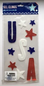 Patriotic USA Stars Gel Stickers Clings decor Red White Blue 2 Pack B12 - Picture 1 of 1