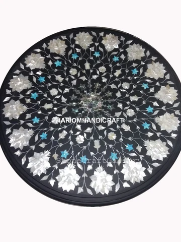 15" Marble Bedroom Table Top Mother of Pearl Inlay Floral Art Housewarming Decor Cover