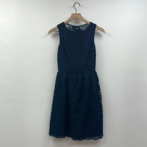 Calvin Klein Floral Lace Sleeveless A-Line Mini Dress Navy Cocktail Party - Picture 1 of 6