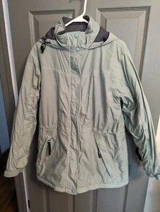 Women’s L.L. Bean Polartec Thinsulate Full Zip Jacket Size M Green Hooded Puff - Picture 1 of 6