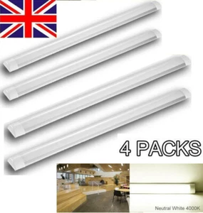 4X 30W 3FT LED Batten Tube Linear Light Surface Mounted Neutral Ceiling Light - Picture 1 of 8
