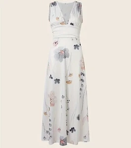 Sleeveless White Floral Size Large V Neckline NWT Maxi Dress Boho Sweet Fairy - Picture 1 of 16