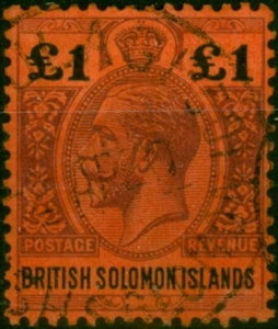 British Solomon Islands 1914 £1 Purple & Black-Red SG38 V.F.U - Picture 1 of 1