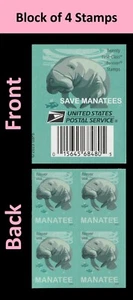 US 5851 Save Manatees F label block 4 MNH 2024 - Picture 1 of 3