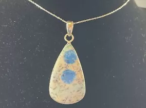 Artisan Sterling Silver Necklace with Blue Azurite Quartz Teardrop Pendant 18" - Picture 1 of 3
