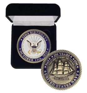2025 United States Navy 250th Anniversary Challenge Coin w/Velvet Box birthday - Picture 1 of 1
