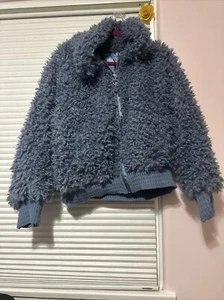 Wild Fable Jacket Womens XLarge Blue Sherpa Faux Fur Fuzzy Coat Cropped Bomber - Picture 1 of 2