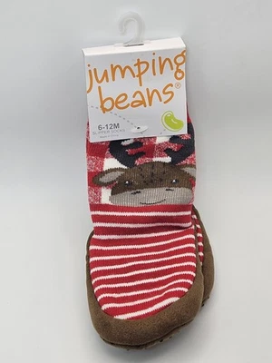 NUEVO Calcetines Zapatilla Jumping Beans Alce Talla 6-12M Ideal para Navidad/Vacaciones  Foto 1 de 4