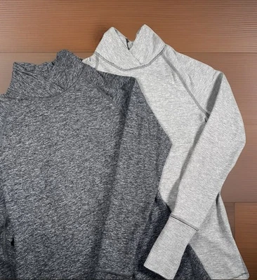 Pair Of 2 Lululemon Warm Your Core Long Sleeve Women's Sz 6 Ruffle Shirt Top-EUC - Image 1 of 4