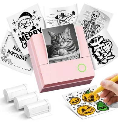Sticker Printer, PM290C Portable Mini Printer, Inkless Bluetooth Sticker - Image 1 of 4