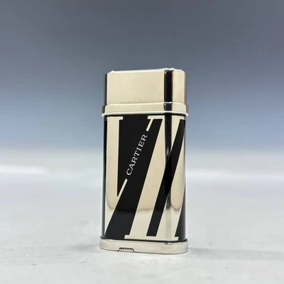 Cartier genuine lighter Godron black x silver gas lighter A745M - Image 1 of 4