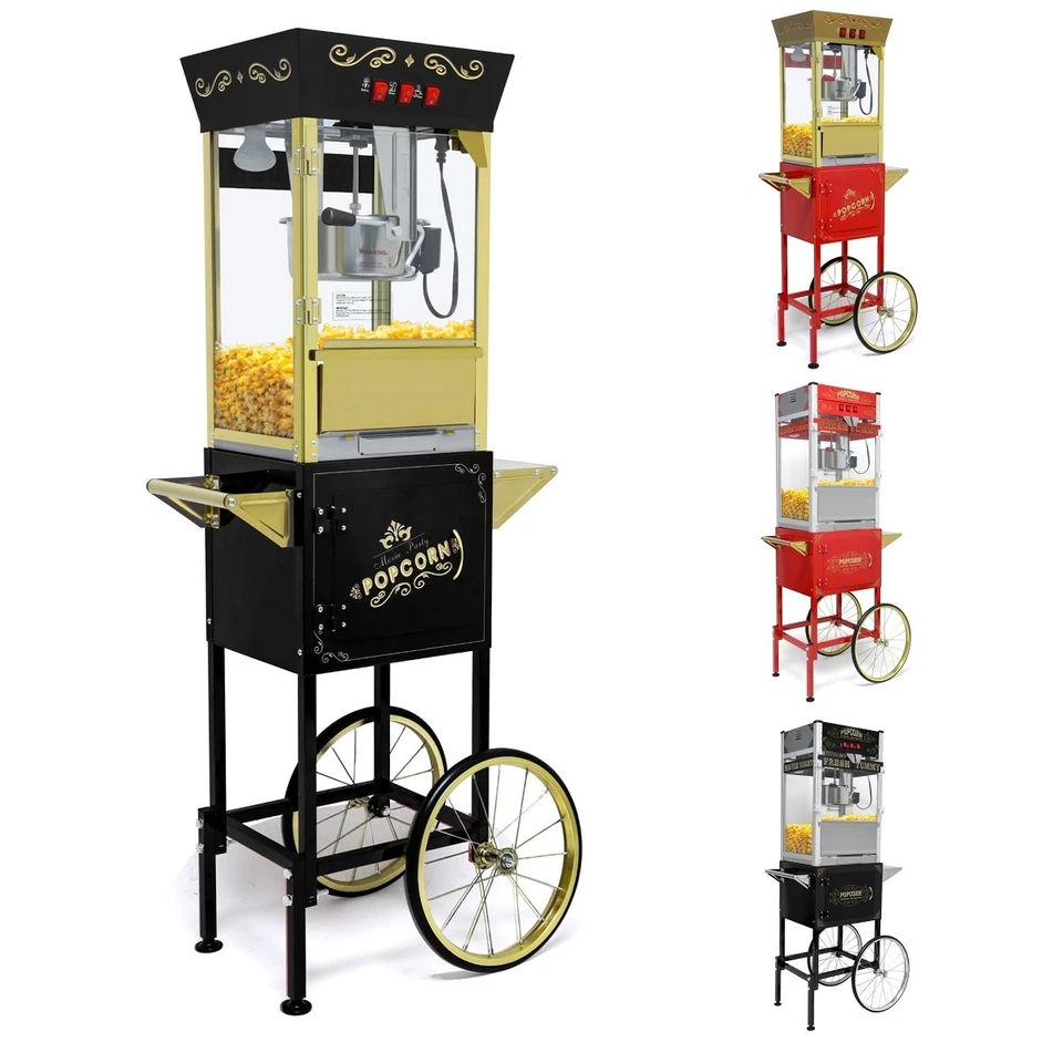 Commercial Popcorn Machine Movie Theater Popper Maker With Cart Wheels 20/12 Oz - Image 1 of 1