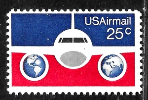 HICK GIRL- MNH. U.S. STAMPS   SC#C89   1972   AIRMAIL  PLANE & GLOBES     M45 - Picture 1 of 1