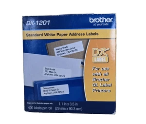 Brother DK1201 3.14"x1.14" 400/Roll Direct Thermal White Address Label OpenBox - Picture 1 of 3