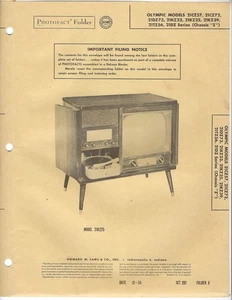1955 Olympic 21CZ57 Television TV Phono Radio Photofact Manual Schematic 21KZ25 - Picture 1 of 2