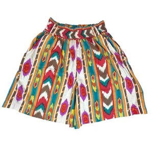 Vintage MIC Mode Shorts Damen Medium bunt Boho Tribal Print Ikat Baumwolle - Bild 1 von 9