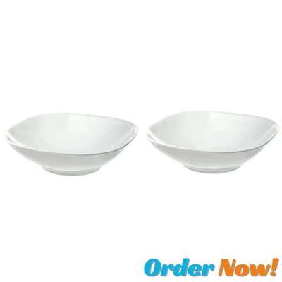 IKEA White Porcelain Deep Plates 20x20cm Set of 2 – Square Dinner Bowl Tableware - Image 1 of 4