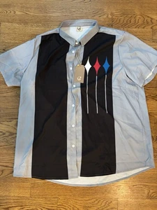 NWT Hardaddy Mens XLShort Sleeve Button Shirt Retro Bowling Classic Black Grey - Picture 1 of 8